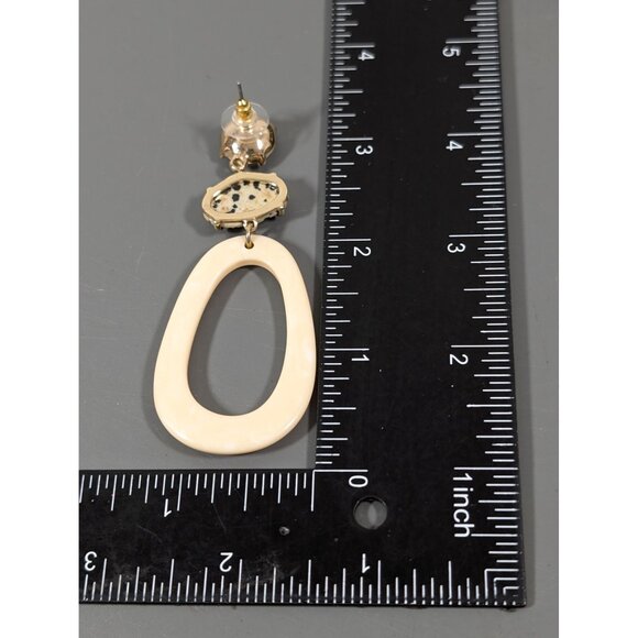 Boho Dalmation Stone Oval Dangle Rhinestone Earrings Bold Statement - Picture 7 of 7